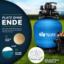 tillvex Sandfilteranlage Pool 10 m/h inkl. 800g Filterblle blau | Filteranlage 7-Wege Ventil & 2in1 Adapter 32mm - 38mm | Poolfilter mit Druckanzeige | Sandfilter fr Schwimmbecken