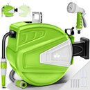 tillvex Schlauchtrommel Wasser 15+2m Grn mit Wandhalterung + Tragegriff | Schlauchaufroller mit Handbrause und Gartenschlauch | 180 Schwenkbar | Wand-Schlauchbox mit Aufroll-Automatik