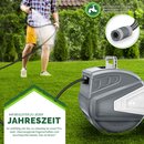 tillvex Schlauchtrommel Wasser 15+2m Grau mit Wandhalterung + Tragegriff | Schlauchaufroller mit Handbrause und Gartenschlauch | 180 Schwenkbar | Wand-Schlauchbox mit Aufroll-Automatik