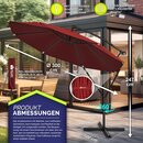 tillvex Sonnenschirm Rot  300 cm Ampelschirm Gartenschirm Marktschirm Kurbel Balkon Alu Neigbar