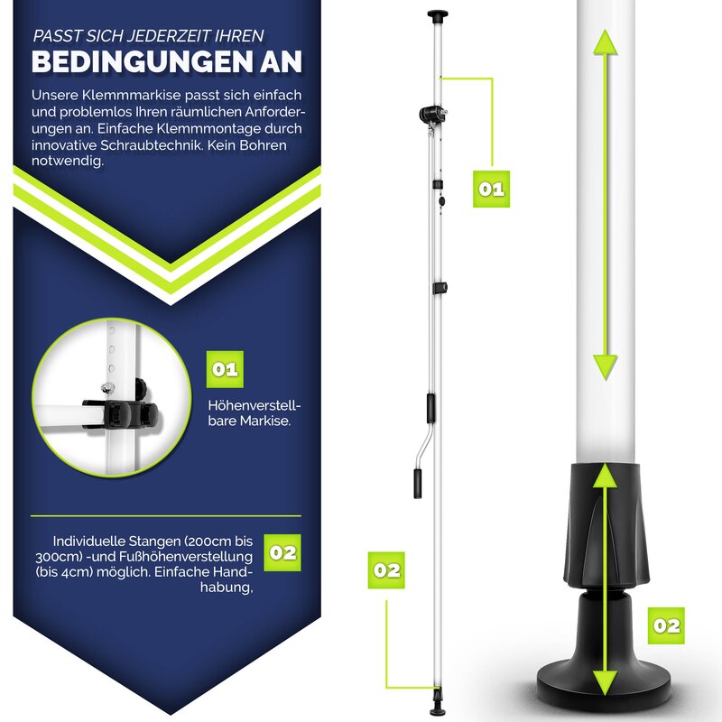 tillvex Balkonmarkise Gelenkarm Markise Klemmmarkise Sonnenmarkise Ba ...