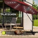 tillvex Alu Ampelschirm Rot LED Solar  300 cm mit Kurbel | Sonnenschirm mit An-/Ausschalter | Gartenschirm UV-Schutz Aluminium | Kurbelschirm mit Stnder Marktschirm wasserdicht