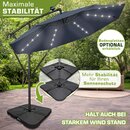 tillvex Alu Ampelschirm Blau LED Solar � 300 cm mit Kurbel | Sonnenschirm mit An-/Ausschalter | Gartenschirm UV-Schutz Aluminium | Kurbelschirm mit St�nder Marktschirm wasserdicht