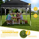 tillvex Pavillon 3x3m Schwarz wasserdicht | Pop-Up Faltpavillon hhenverstellbar | Gartenzelt UV Schutz 50+ | Partyzelt mit Tasche fr Garten