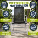 tillvex Gartenstuhl Silber klappbar aus Aluminium | Hochlehner mit Armlehnen | Klappstuhl verstellbar | Klappsessel Balkon Garten Terrasse