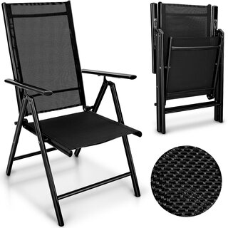 tillvex Gartenstuhl Schwarz klappbar aus Aluminium |...