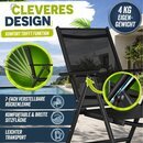 tillvex Gartenstuhl Schwarz klappbar aus Aluminium | Hochlehner mit Armlehnen | Klappstuhl verstellbar | Klappsessel Balkon Garten Terrasse