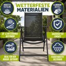 tillvex Gartenstuhl Schwarz klappbar aus Aluminium | Hochlehner mit Armlehnen | Klappstuhl verstellbar | Klappsessel Balkon Garten Terrasse