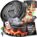 grillas� Dutch Oven Set 4,2 Liter / Topf mit F��e Deckelheber BBQ Gusseisen Feuertopf Gusstopf Schmortopf