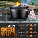 grillas� Dutch Oven Set 4,2 Liter / Topf mit F��e Deckelheber BBQ Gusseisen Feuertopf Gusstopf Schmortopf