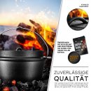 grillas Dutch Oven Set 9 Liter / Topf ohne Fe Deckelheber BBQ Gusseisen Feuertopf Gusstopf Schmortopf