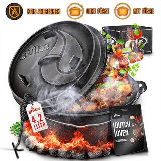grillas Dutch Oven Set Deckelheber BBQ Gusseisen...