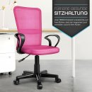 TRESKO Brostuhl pink Schreibtischstuhl Drehstuhl, mit Armlehnen & Kunststoff-Leichtlaufrollen, stufenlos hhenverstellbar, gepolsterte Sitzflche, ergonomische Passform