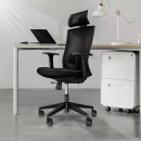 TRESKO Bürostuhl ergonomisch BS201 | Drehstuhl mit verstellbarer Lordosenstütze | Schreibtischstuhl mit Kopfstütze und Armlehne