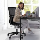TRESKO Bürostuhl ergonomisch BS202 | Drehstuhl mit Verstellbarer Lordosenstütze | Schreibtischstuhl mit Armlehne