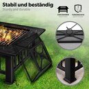 tillvex Feuerschale mit Funkenschutz & Grillrost | Feuerstelle Outdoor fr den Garten | 3 in 1 BBQ Grill mit Abdeckung, Schrhaken, Zange & Kohlerost