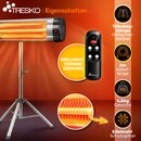 TRESKO Heizstrahler Infrarot 2500W mit Fernbedienung & Abdeckung | W�rmestrahler elektrisch mit 3 Heizstufen | Terrassenstrahler  Innen & Au�en | Infrarotstrahler h�henverstellbar