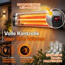 TRESKO Infrarot Heizstrahler 2500W silber mit Fernbedienung, Timer & Abdeckung | W�rmestrahler Terrasse elektrisch mit 3 Heizstufen | Terrassenstrahler Innen & Au�en | Wand-Infrarotstrahler mit LED-Anzeige Quarzstrahler Wickeltischstrahler