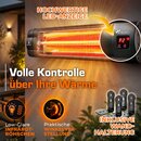 TRESKO Infrarot Heizstrahler 2500W schwarz mit Fernbedienung, Timer & Abdeckung | W�rmestrahler Terrasse elektrisch mit 3 Heizstufen | Terrassenstrahler Innen & Au�en | Wand-Infrarotstrahler mit LED-Anzeige Quarzstrahler Wickeltischstrahler