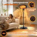 TRESKO Infrarot Stand-Heizstrahler 2000W mit Abdeckung | W�rmestrahler Terrasse elektrisch mit 3 Heizstufen | Terrassenstrahler Innen & Au�en | Infrarotstrahler mit LED-Anzeige