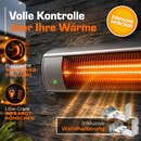 TRESKO Infrarot Heizstrahler 3000W Silber mit Fernbedienung & Abdeckung | W�rmestrahler Terrasse elektrisch mit 3 Heizstufen | Terrassenstrahler Innen & Au�en | Wand-Heizstrahler Infrarotstrahler Quarzstrahler Wickeltischstrahler
