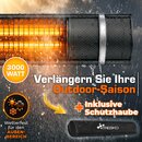 TRESKO Infrarot Heizstrahler 3000W Schwarz mit Fernbedienung & Abdeckung | W�rmestrahler Terrasse elektrisch mit 3 Heizstufen | Terrassenstrahler Innen & Au�en | Wand-Heizstrahler Infrarotstrahler Quarzstrahler Wickeltischstrahler