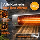 TRESKO Infrarot Heizstrahler 2000W Silber mit Fernbedienung & Abdeckung | W�rmestrahler Terrasse elektrisch mit 3 Heizstufen | Terrassenstrahler Innen & Au�en | Wand-Heizstrahler Infrarotstrahler Quarzstrahler Wickeltischstrahler