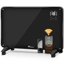 TRESKO Glaskonvektor Glasheizung 2000W APP WiFi schwarz | Elektroheizung elektrisch inkl. Fernbedienung | Konvektor Heizung Heizkrper Touch & LCD-Display | Elektroheizkrper Stand- oder Wandgert