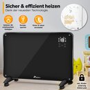 TRESKO Glaskonvektor Glasheizung 2000W APP WiFi schwarz | Elektroheizung elektrisch inkl. Fernbedienung | Konvektor Heizung Heizkrper Touch & LCD-Display | Elektroheizkrper Stand- oder Wandgert