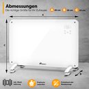 TRESKO Glaskonvektor Glasheizung 2000W APP WiFi wei | Elektroheizung elektrisch inkl. Fernbedienung | Konvektor Heizung Heizkrper Touch & LCD-Display | Elektroheizkrper Stand- oder Wandgert