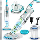 tillvex Poolsauger mit Akku und 3,6 m Teleskopstange - bis zu 15 m� | Pool Bodensauger elektrisch | Poolreiniger mit Filter & 2-Geschwindigkeits-System | Handsauger Reinigungsset kabellos