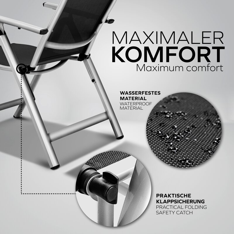 tillvex Gartenstuhl Premium klappbar aus Aluminium | Hochlehner mit A
