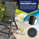 tillvex Gartenstuhl Premium 1 Stck Anthrazit klappbar aus Aluminium | Hochlehner mit Armlehnen | Klappstuhl verstellbar | Klappsessel Balkon Garten Terrasse