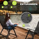 tillvex Gartenstuhl Premium 1 Stck Anthrazit klappbar aus Aluminium | Hochlehner mit Armlehnen | Klappstuhl verstellbar | Klappsessel Balkon Garten Terrasse