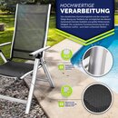 tillvex Gartenstuhl Premium 6 Stck Silber klappbar aus Aluminium | Hochlehner mit Armlehnen | Klappstuhl verstellbar | Klappsessel Balkon Garten Terrasse