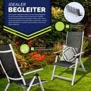 tillvex Gartenstuhl Premium 6 Stck Silber klappbar aus Aluminium | Hochlehner mit Armlehnen | Klappstuhl verstellbar | Klappsessel Balkon Garten Terrasse