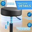 TRESKO Rollhocker hhenverstellbar Schwarz 150 kg | Hocker Drehhocker 10 cm Dicke Polsterung 47-60 cm | Arbeitshocker Brohocker 360 drehbar mit Rollen