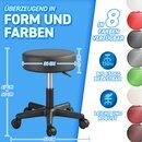 TRESKO Rollhocker hhenverstellbar Schwarz 150 kg | Hocker Drehhocker 10 cm Dicke Polsterung 47-60 cm | Arbeitshocker Brohocker 360 drehbar mit Rollen