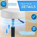 TRESKO Rollhocker hhenverstellbar Wei 150 kg | Hocker Drehhocker 10 cm Dicke Polsterung 47-60 cm | Arbeitshocker Brohocker 360 drehbar mit Rollen