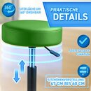 TRESKO Rollhocker h�henverstellbar Gr�n 150 kg | Hocker Drehhocker 10 cm Dicke Polsterung 47-60 cm | Arbeitshocker B�rohocker 360� drehbar mit Rollen