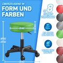 TRESKO Rollhocker h�henverstellbar Gr�n 150 kg | Hocker Drehhocker 10 cm Dicke Polsterung 47-60 cm | Arbeitshocker B�rohocker 360� drehbar mit Rollen