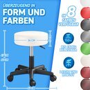 TRESKO Rollhocker hhenverstellbar Beige 150 kg | Hocker Drehhocker 10 cm Dicke Polsterung 47-60 cm | Arbeitshocker Brohocker 360 drehbar mit Rollen