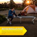 TRESKO XXL Campingbett Feldbett 190 x 64 x 44 cm Metallrohr - Belastbarkeit bis 150kg Grau