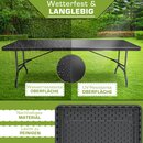 tillvex Gartentisch 180x75cm Schwarz klappbar Kunststoff | Buffettisch mit Tragegriff | Klapptisch f�r Garten Terrasse und Balkon | Campingtisch 6 Personen