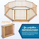 KIDUKU� 7,2 Meter Laufgitter grau XXL klappbar inkl. T�r, bestehend aus 8 Elementen, individuell formbar Laufstall Absperrgitter