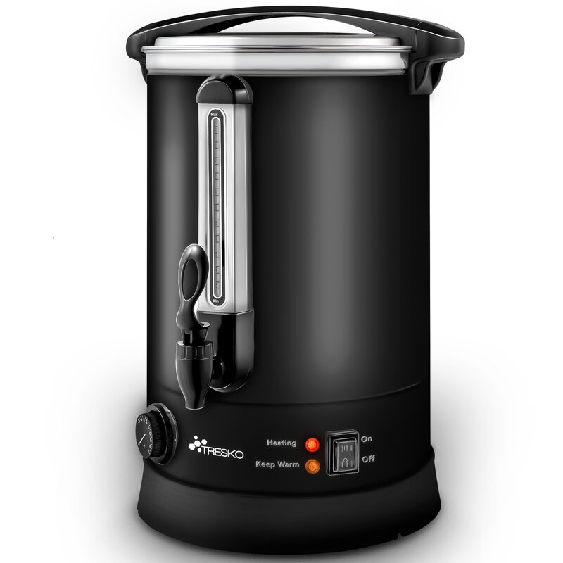 TRESKO Glhweinkocher Schwarz 6,8L / 1500W Einkochautomat aus Edelstahl Glhweinkessel Glhweinautomat Heigetrnkeautomat Heiwasserspender