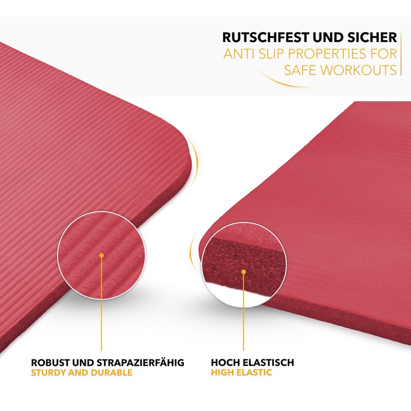 TRESKO® Yogamatte Fitnessmatte Gymnastikmatte Pilates Sportmatte Rot ...