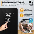 TRESKO Elektroheizung Schwarz 2000W inkl. WiFi & APP Glaskonvektor Konvektor Wand Heizung Glas Heizkrper Bad