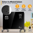 TRESKO Elektroheizung Schwarz 2000W inkl. WiFi & APP Glaskonvektor Konvektor Wand Heizung Glas Heizkrper Bad