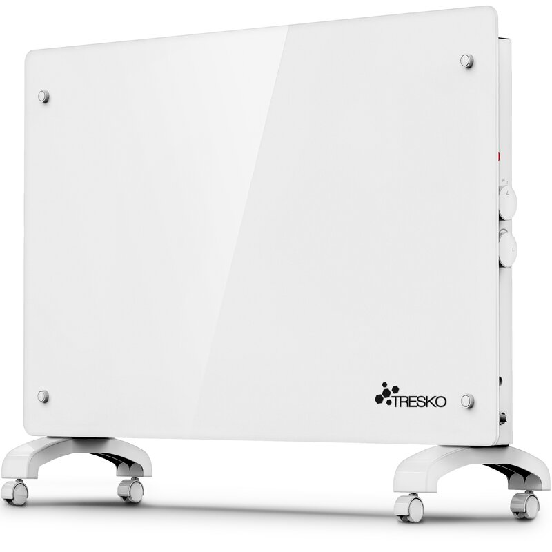 TRESKO Elektroheizung Wei 2000W Glaskonvektor Konvektor Wand Heizung Glas Heizkrper Bad